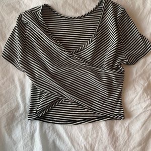 Black and White Striped Crop Top